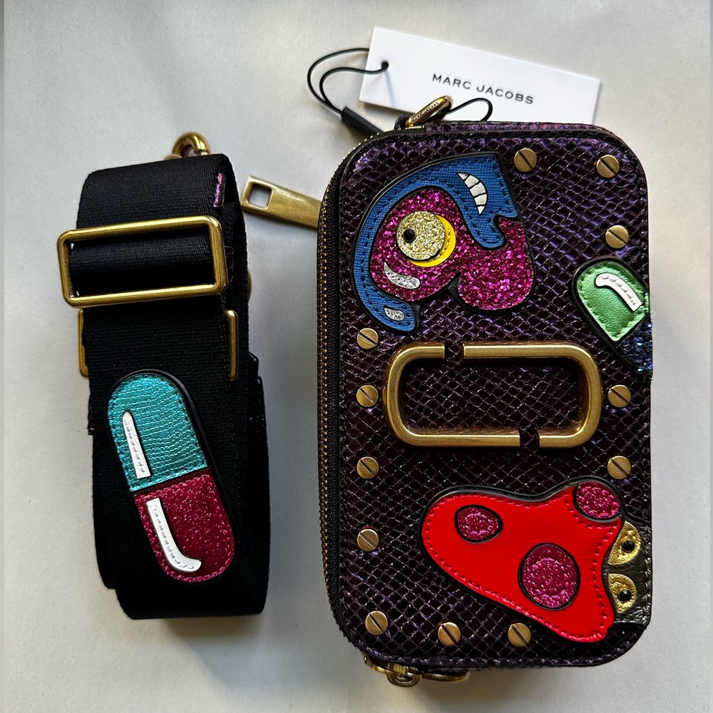 RARE Marc Jacobs Mushroom Crossbody Camera Bag - Purple Leather - NWT - RRP $595